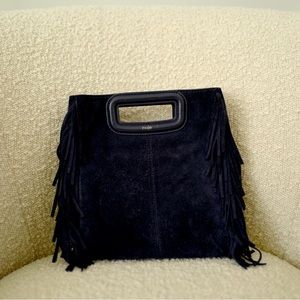 Maje Suede Leather Fringe Bag
